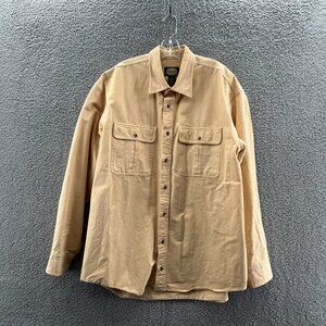 Cabelas Chamois Shirt Men XL Tall Long Sleeve Button Up Light Yellow Heavyweight